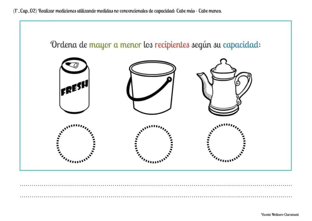💙 MEDIDAS DE CAPACIDAD 💙 Primero Educación Primaria (6 años) 💙 MEDIDAS DE CAPACIDAD 💙 Primero Educación Primaria (6 años)
