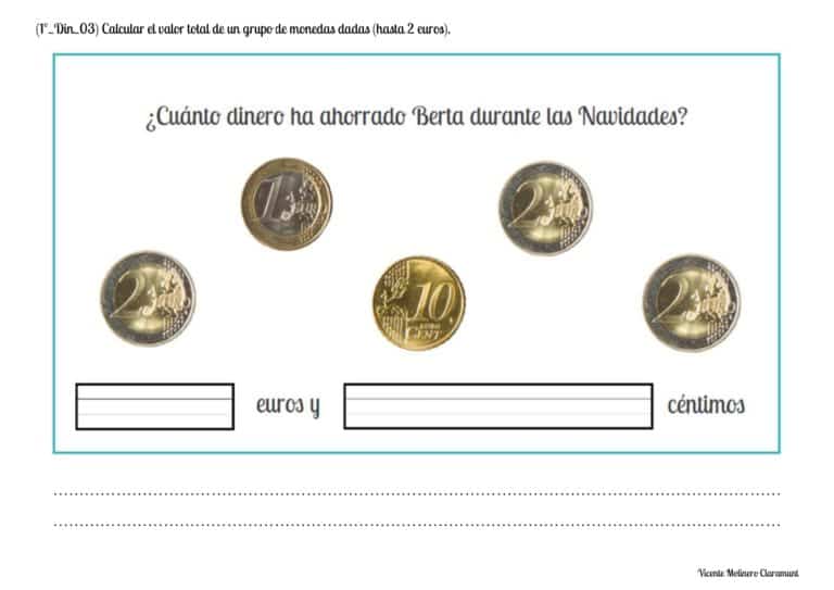 💙 SISTEMA MONETARIO 💙 Primero Educación Primaria (6 años)
