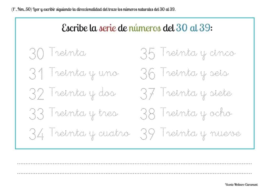 💙 NÚMEROS DEL 30 AL 40 💙 Primero de Educación Primaria (6 años) 💙 NÚMEROS DEL 30 AL 40 💙 Primero de Educación Primaria (6 años)