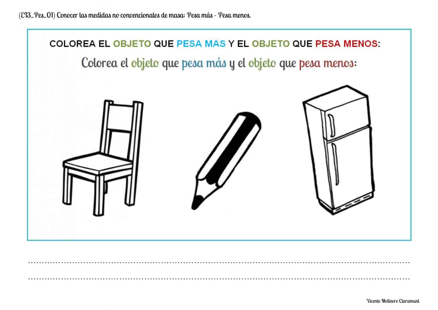 💙 MEDIDAS DE MASA Y PESO 💙 Educación Infantil 3 años