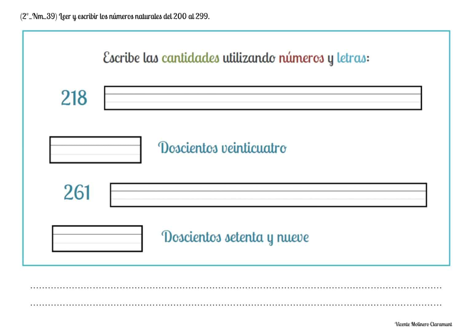 📚 Números del 200 al 300 📚 2º Educación Primaria