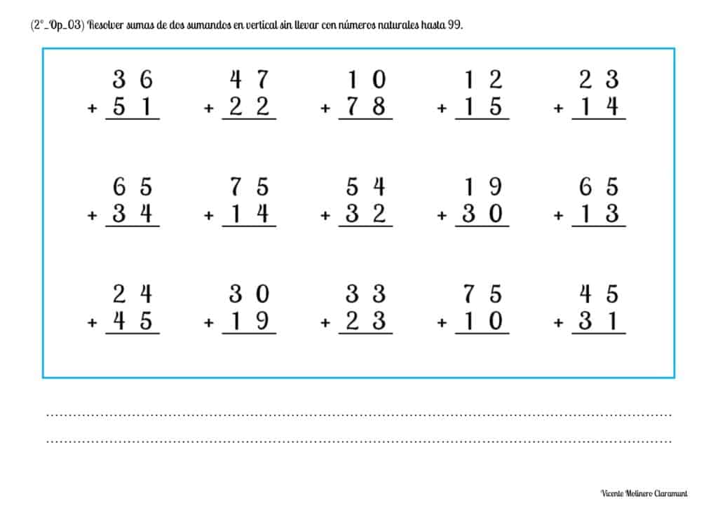 ???? SUMAR DEL 0 AL 99 ???? Segundo de Educación Primaria (7 años)