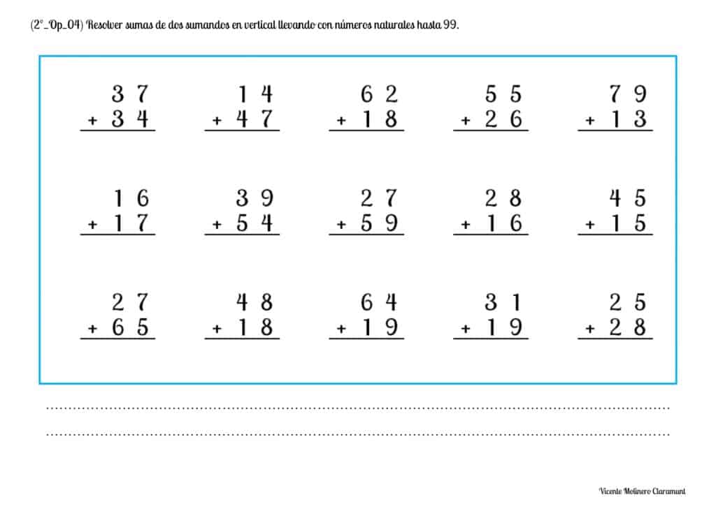 ???? SUMAR DEL 0 AL 99 ???? Segundo de Educación Primaria (7 años)