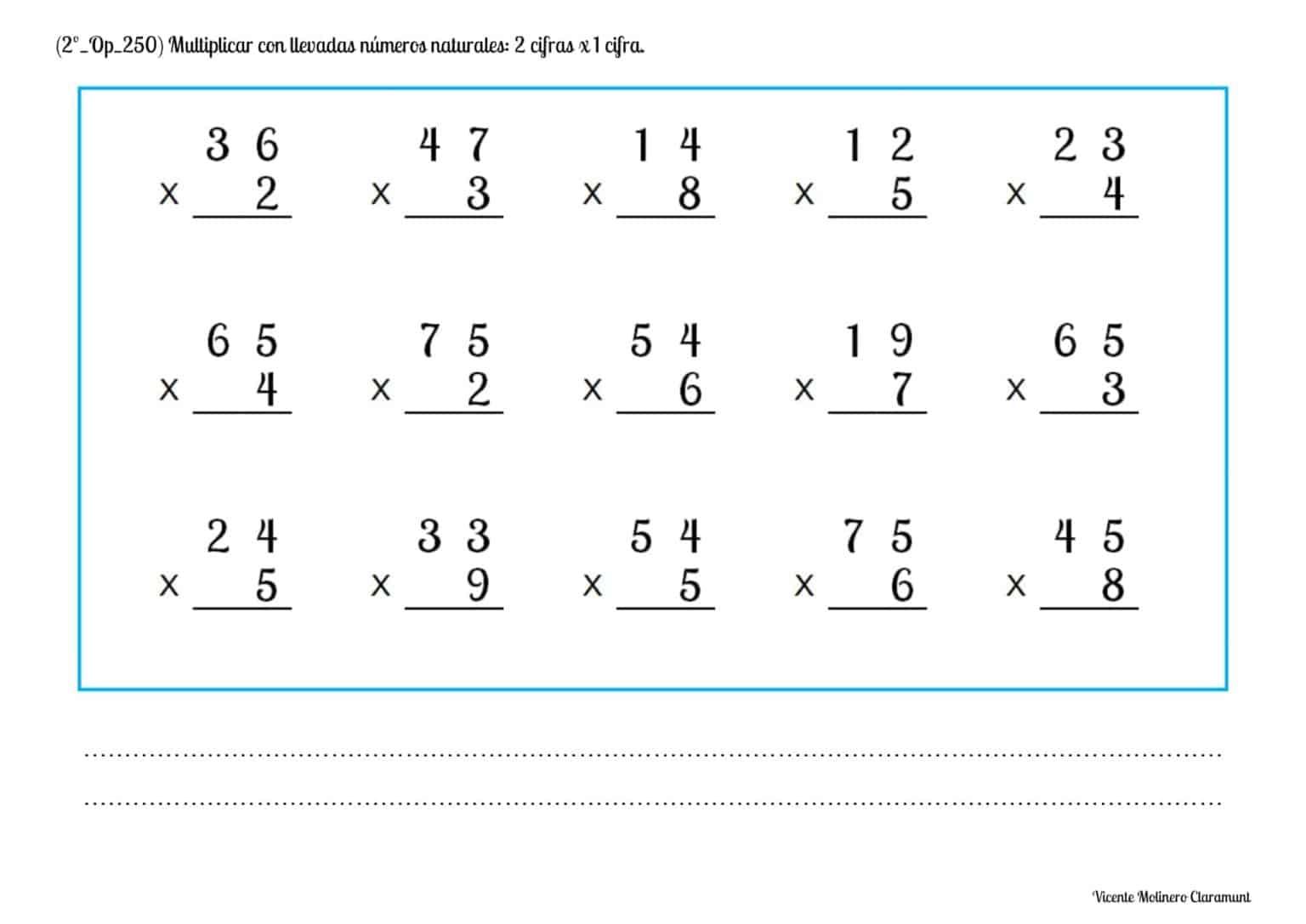 💙 Multiplicaciones 💙 Segundo De Educación Primaria 7 Años