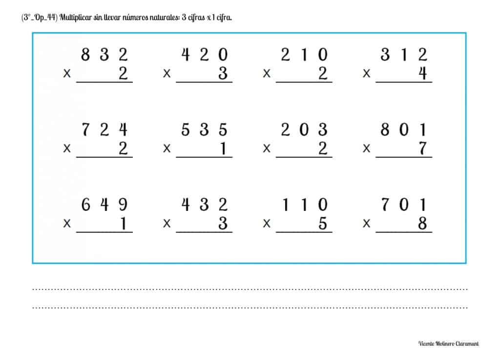 💙 MULTIPLICACIONES 💙 Tercero de Educación Primaria (8 años)