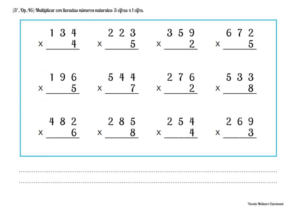 💙 MULTIPLICACIONES 💙 Tercero de Educación Primaria (8 años)
