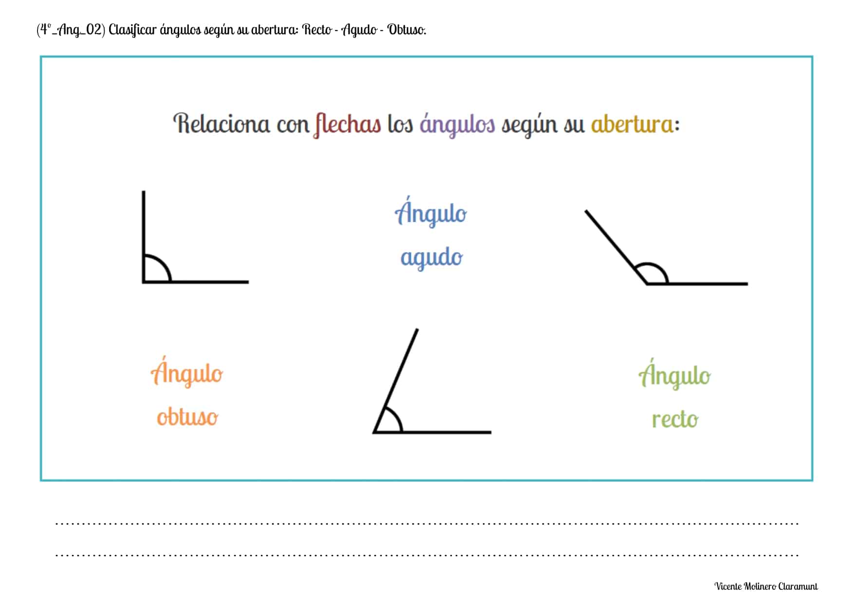 💙 ÁNGULOS 💙 Cuarto Educación Primaria (9 años)
