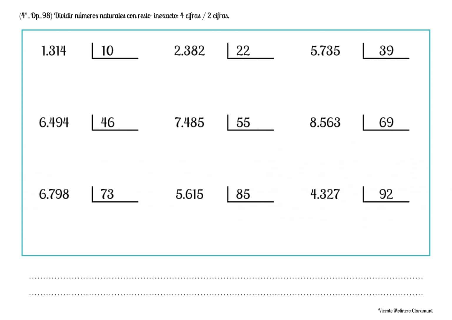 Cifras divisiones primaria ejercicios matematicas cifra resolver matemáticas tercer fichas divisor visitar buscar ficha matematica