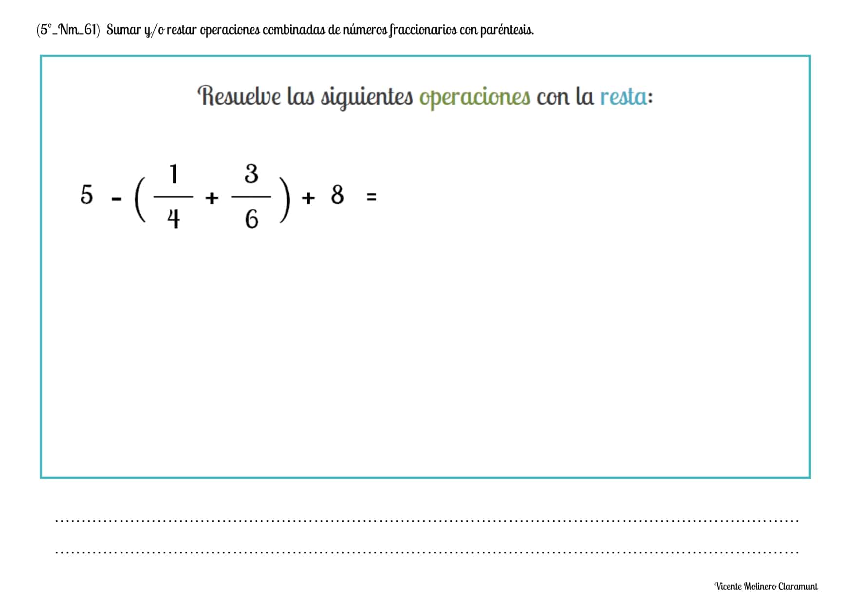 🔢 Sumar y Restar Fracciones con Paréntesis 🔢 PDF