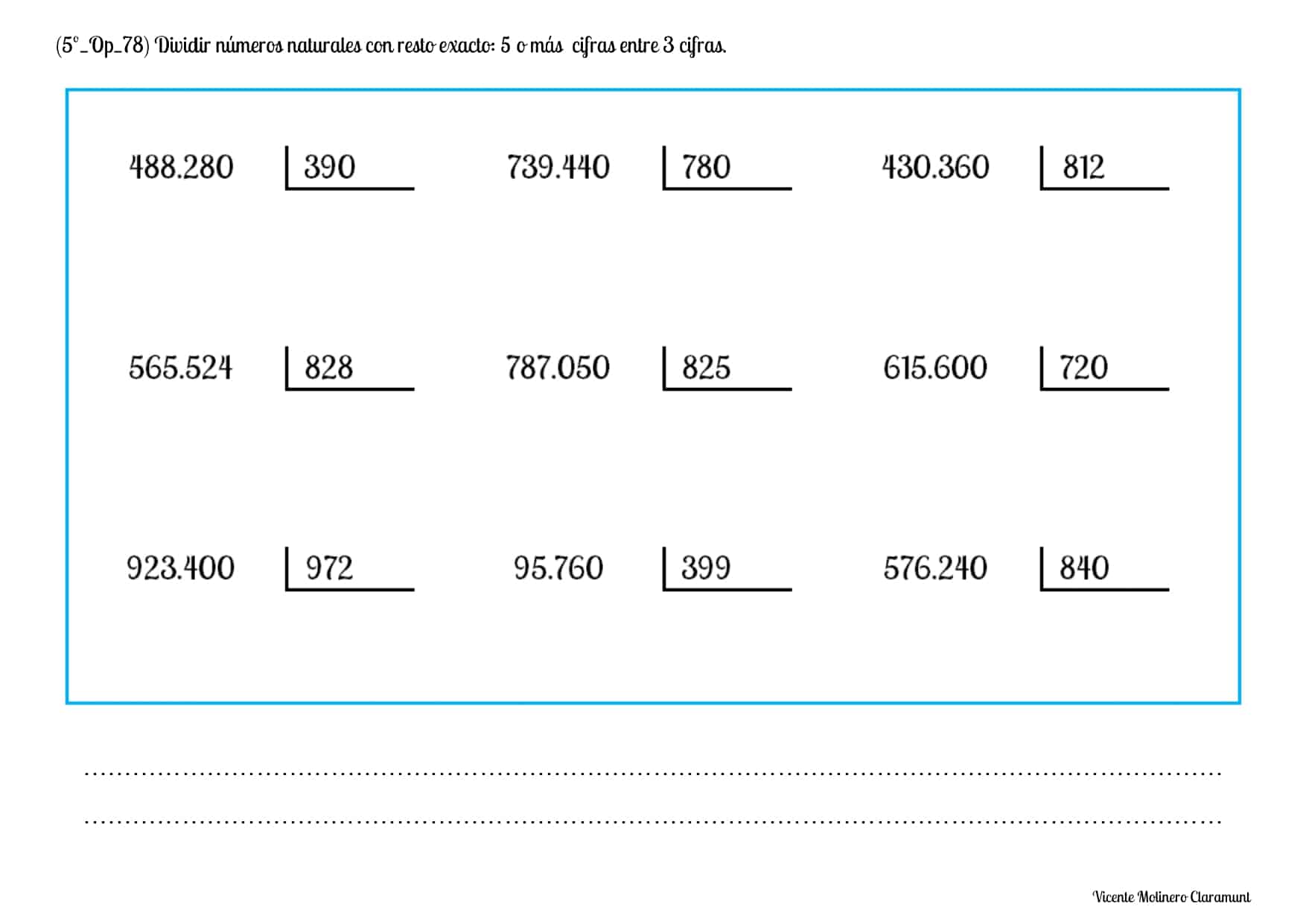 💙 DIVISIÓN POR 3 CIFRAS 💙 Quinto de Educación Primaria