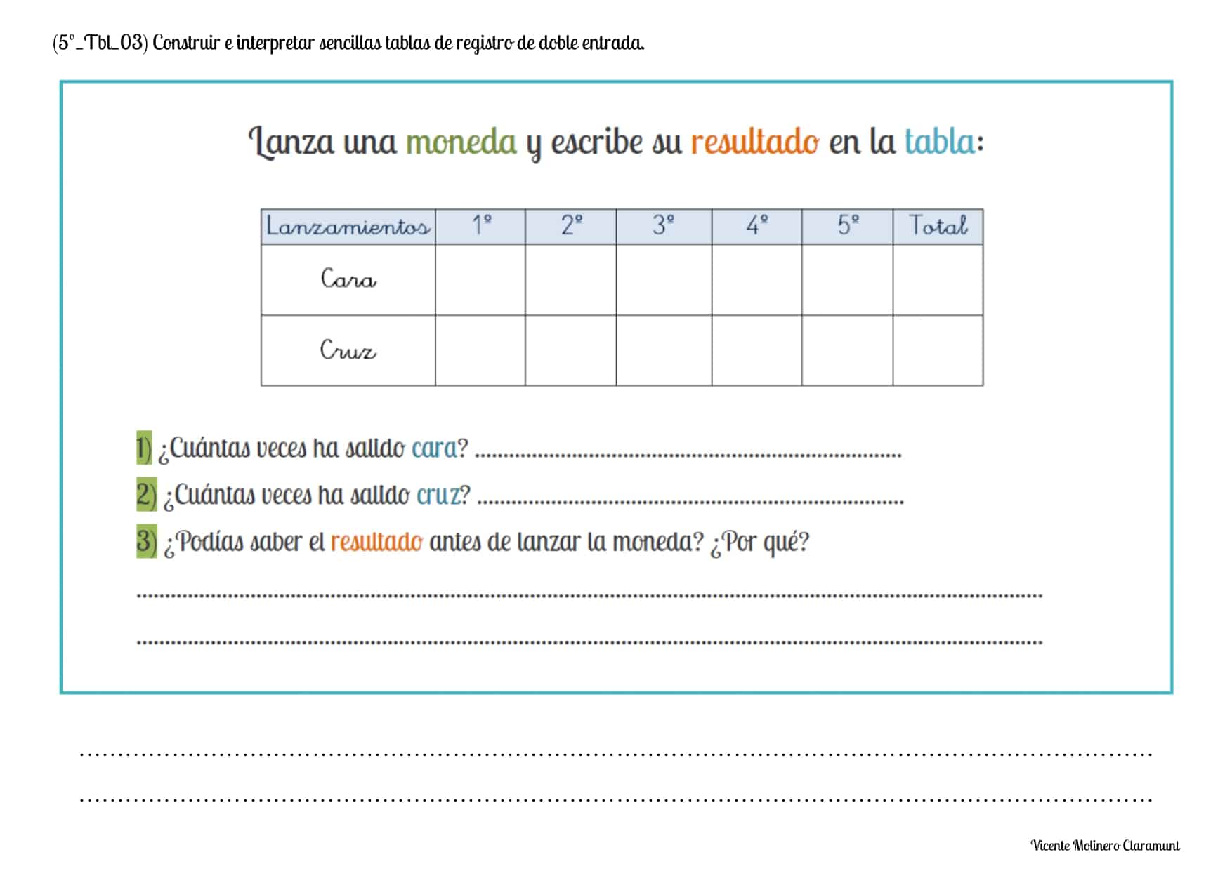 Ejercicios De Tablas De Registro De Datos Para Primaria