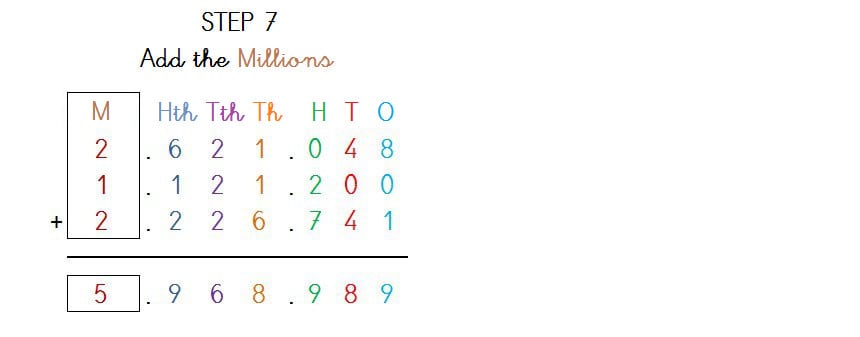 ADDITION 3 ADDENDS UP TO 7 DIGITS NO CARRY - 4